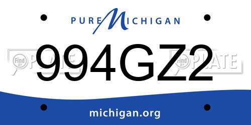994GZ2 Michigan License Plate