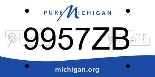 9957ZB Michigan License Plate