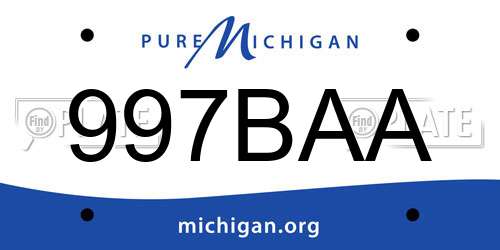 997BAA Michigan License Plate