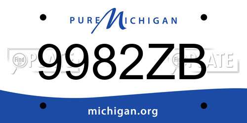 9982ZB Michigan License Plate