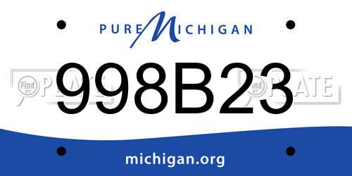 998B23 Michigan License Plate
