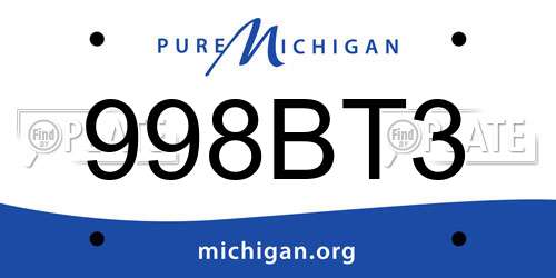 998BT3 Michigan License Plate