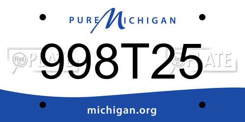 998T25 Michigan License Plate