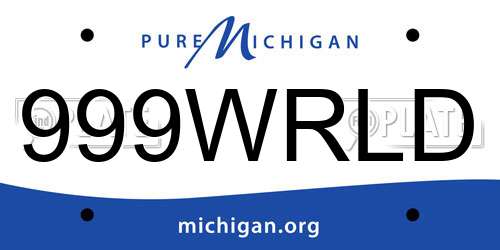 999WRLD Michigan License Plate