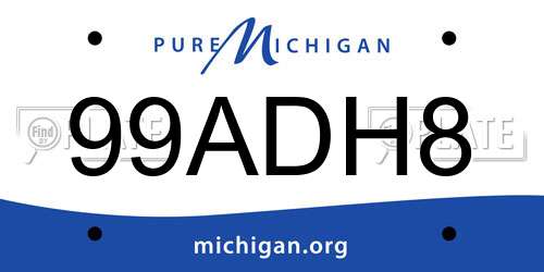 99ADH8 Michigan License Plate
