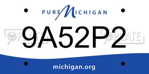 9A52P2 Michigan License Plate