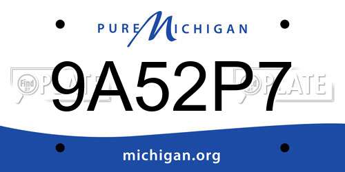 9A52P7 Michigan License Plate