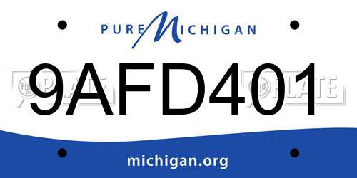 9AFD401 Michigan License Plate