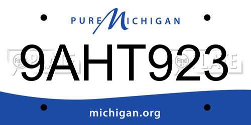 9AHT923 Michigan License Plate