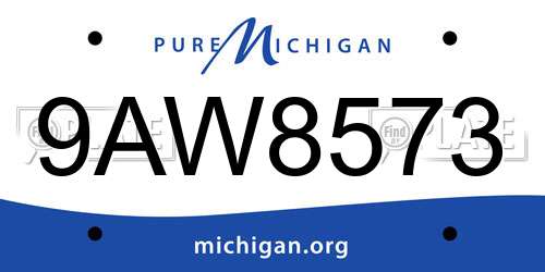 9AW8573 Michigan License Plate
