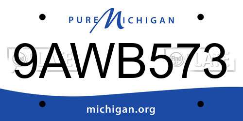 9AWB573 Michigan License Plate