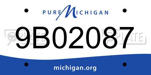 9B02087 Michigan License Plate