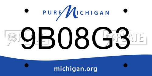9B08G3 Michigan License Plate