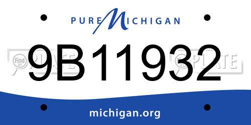 9B11932 Michigan License Plate