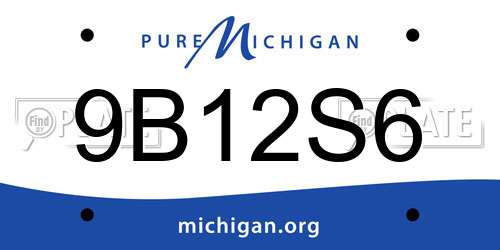 9B12S6 Michigan License Plate