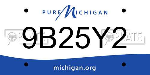9B25Y2 Michigan License Plate
