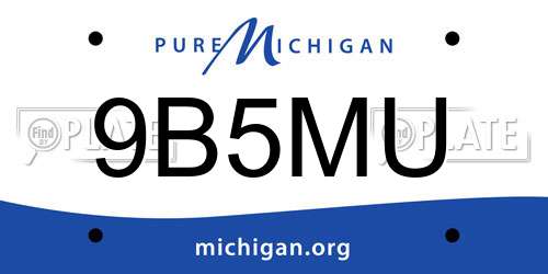 9B5MU Michigan License Plate