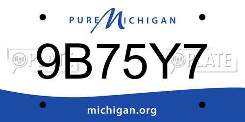 9B75Y7 Michigan License Plate