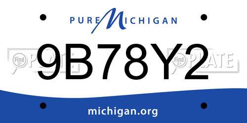 9B78Y2 Michigan License Plate