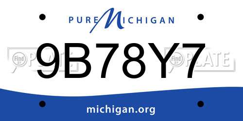 9B78Y7 Michigan License Plate