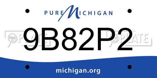 9B82P2 Michigan License Plate
