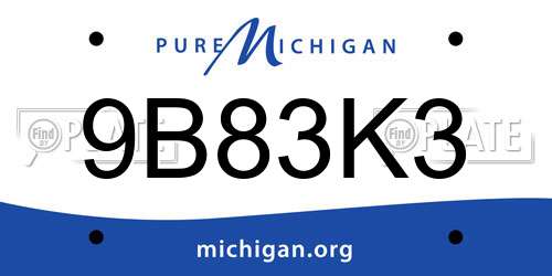 9B83K3 Michigan License Plate