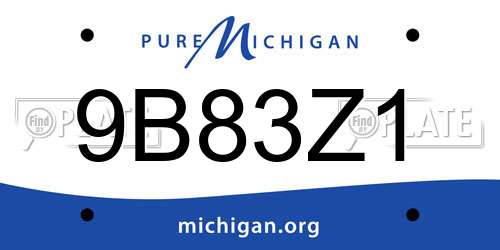 9B83Z1 Michigan License Plate