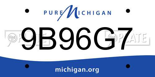 9B96G7 Michigan License Plate