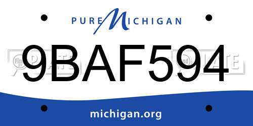 9BAF594 Michigan License Plate