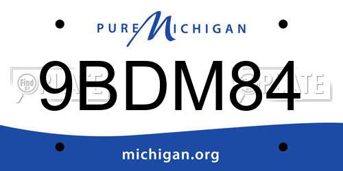 9BDM84 Michigan License Plate