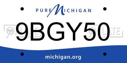 9BGY50 Michigan License Plate