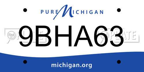 9BHA63 Michigan License Plate