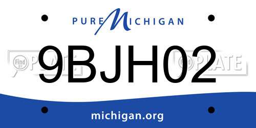 9BJH02 Michigan License Plate