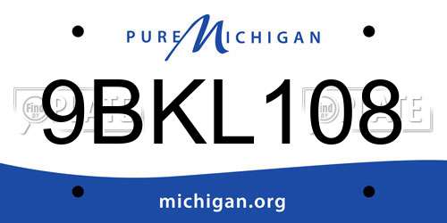 9BKL108 Michigan License Plate