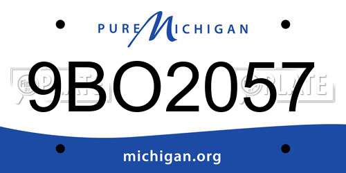 9BO2057 Michigan License Plate