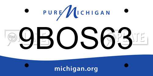 9BOS63 Michigan License Plate