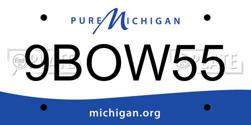 9BOW55 Michigan License Plate