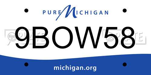 9BOW58 Michigan License Plate