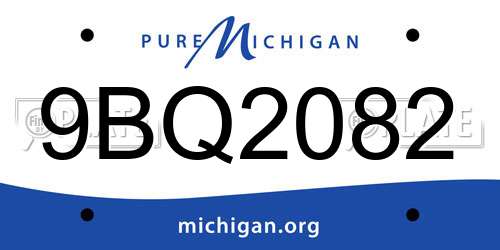9BQ2082 Michigan License Plate