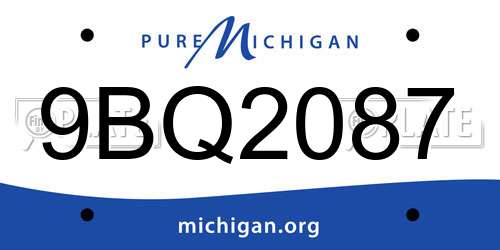 9BQ2087 Michigan License Plate