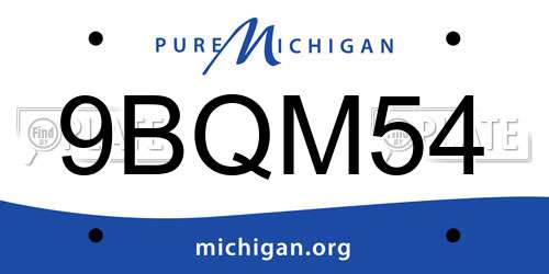 9BQM54 Michigan License Plate