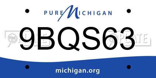 9BQS63 Michigan License Plate