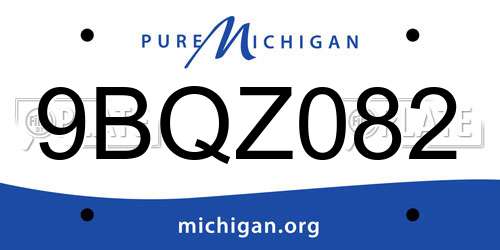 9BQZ082 Michigan License Plate