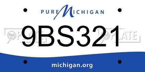 9BS321 Michigan License Plate