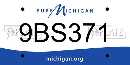 9BS371 Michigan License Plate