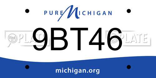 9BT46 Michigan License Plate