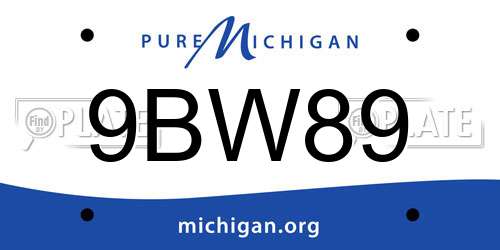 9BW89 Michigan License Plate
