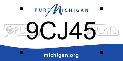 9CJ45 Michigan License Plate