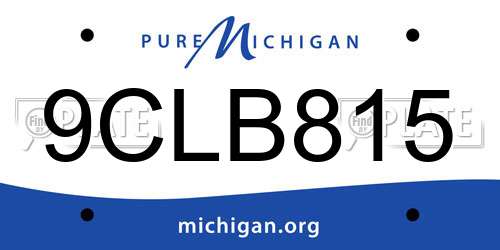 9CLB815 Michigan License Plate