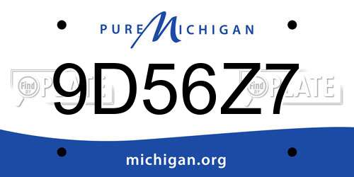 9D56Z7 Michigan License Plate